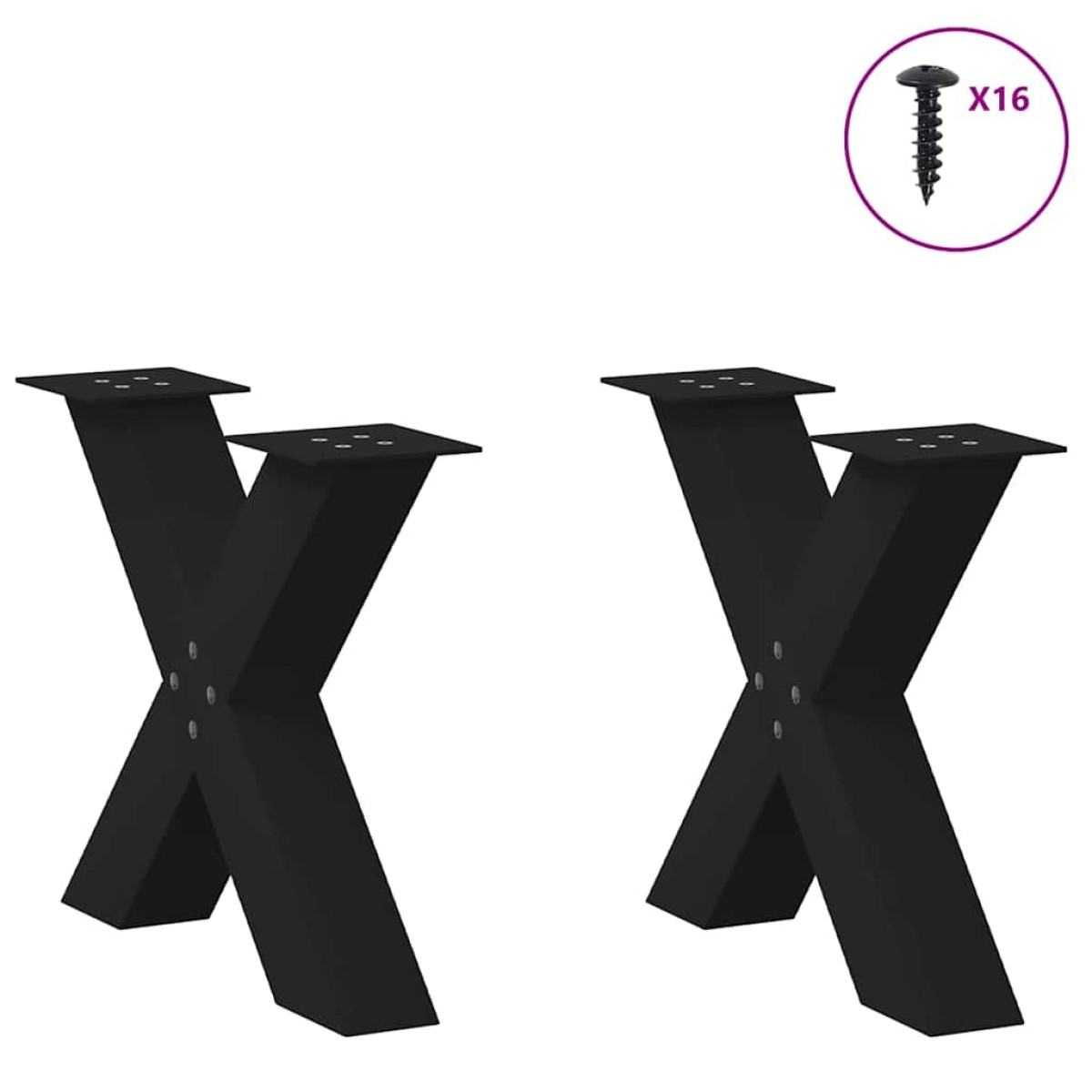 vidaXL Πόδια Τραπεζιού Σαλονιού σε Σχήμα Χ, 2 τεμ. Μαύρο, Ατσάλι 50x(42-43) εκ.