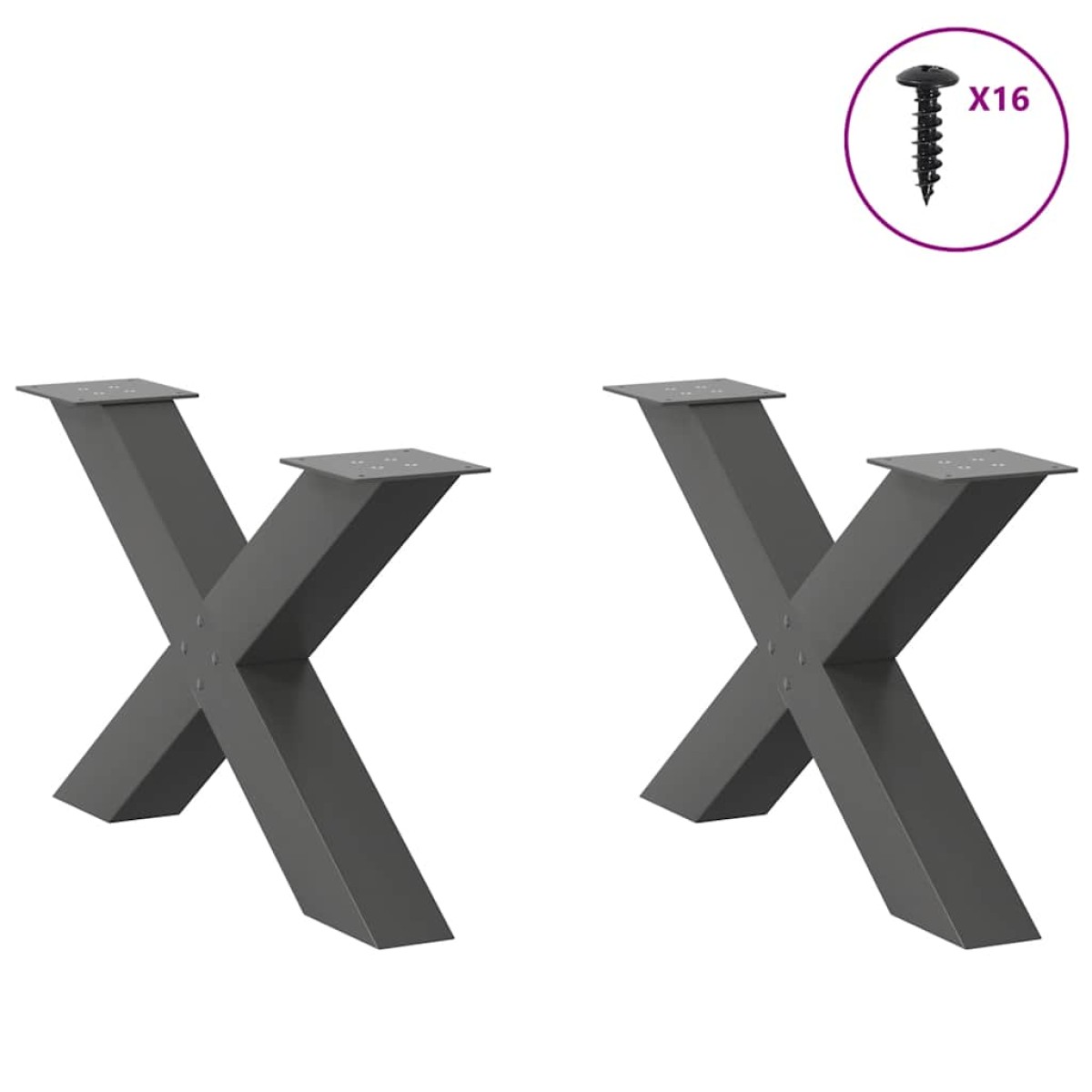 vidaXL Πόδια Τραπεζιού Σαλονιού σε Σχήμα Χ, 2 τεμ. Ανθρακί 70x(42-43) εκ. Ατσάλι