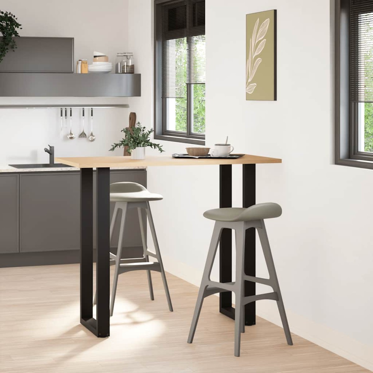 vidaXL Πόδια Τραπεζιού Μπαρ σε Σχήμα U 2 τεμ. Μαύρο 50x(110-111) εκ. Ατσάλι