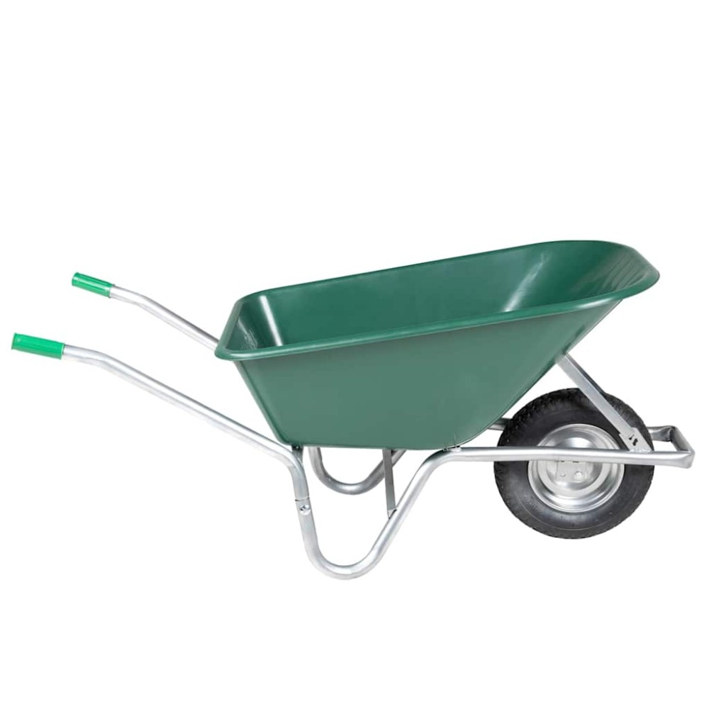 vidaXL Καροτσάκι πράσινο 90 L 150 kg από γαλβανισμένο χάλυβα πλαστικό