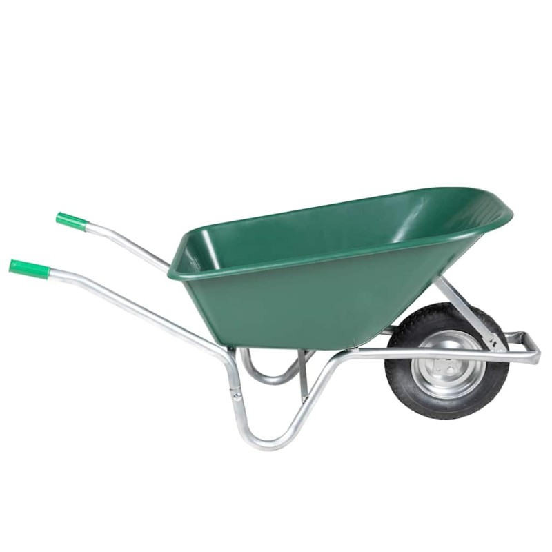 vidaXL Καροτσάκι πράσινο 90 L 150 kg από γαλβανισμένο χάλυβα πλαστικό