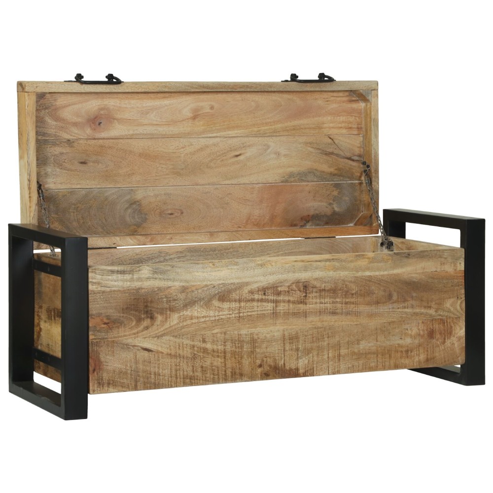 vidaXL Κουτιά αποθήκευσης 80x30x30cm από μασίφ ξύλο μάνγκο και μέταλλο