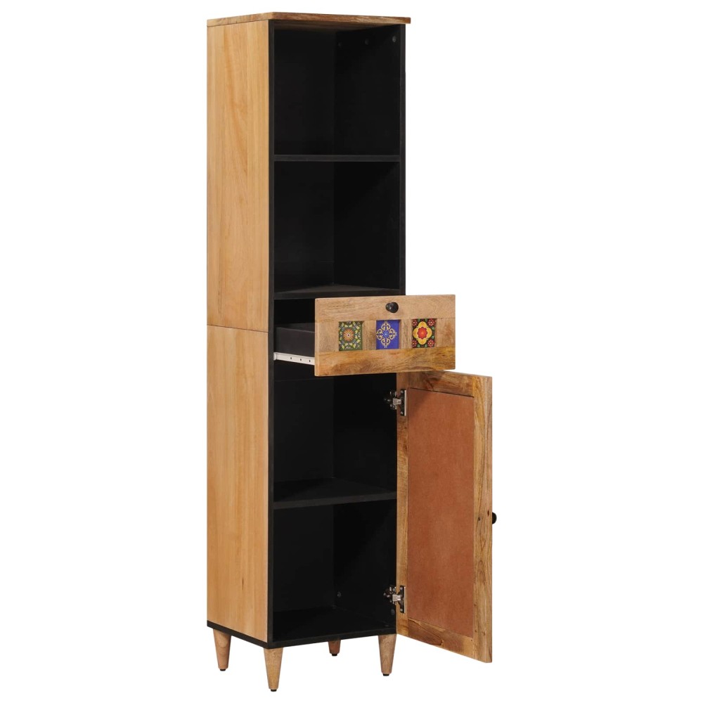 vidaXL Ντουλάπι Μπάνιου Φυσικό 38 x 33 x 160 εκ. Στερεό ξύλο μάνγκο