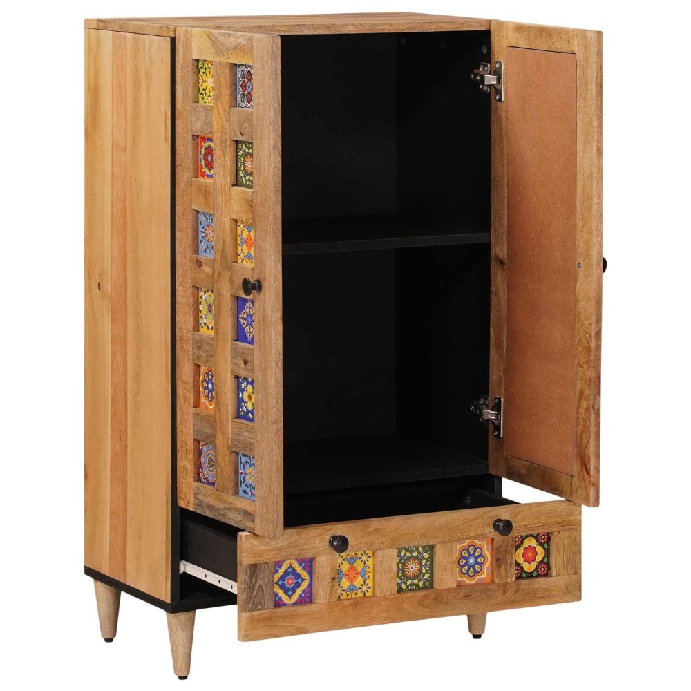 vidaXL Highboard Φυσικό 60 x 33,5 x 100 εκ. Στερεό ξύλο μάνγκο