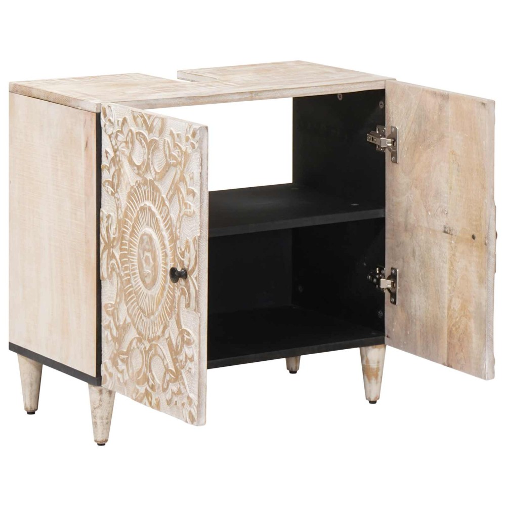 vidaXL Ντουλάπα Νιπτήρα Mπάνιου με αποθήκευση Λευκό 62 x 33 x 58 εκ.