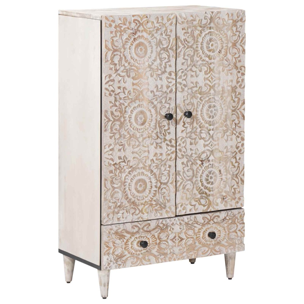 vidaXL Ψηλή Επιφάνεια Λευκό 60 x 33,5 x 100 εκ. Στερεό ξύλο μάνγκο