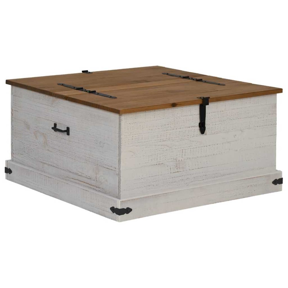 vidaXL Σεντούκι αποθήκευσης HALDEN Λευκό 91x91x47 cm Στερεό ξύλο πεύκο