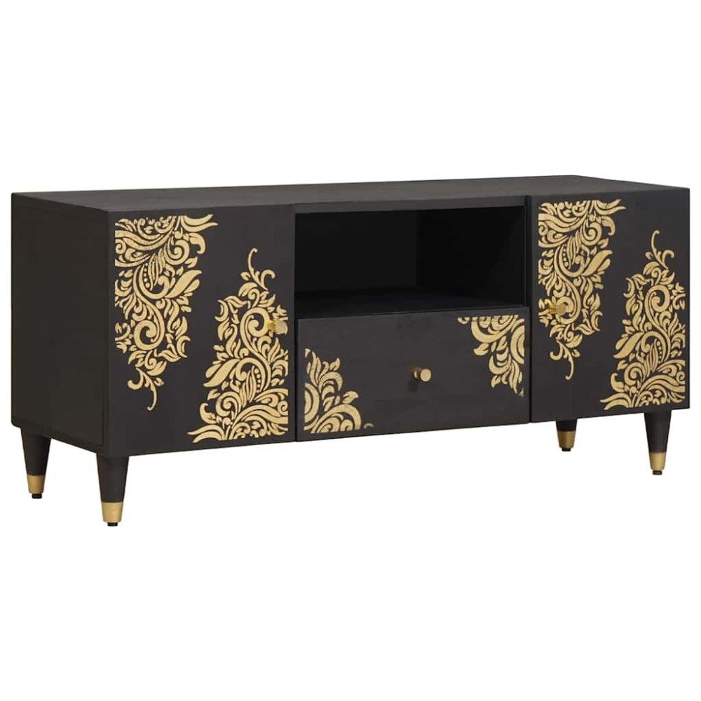 vidaXL Ντουλάπι TV με ράφι Μαύρο 105 x 33 x 46 εκ. Στερεό ξύλο μάνγκο