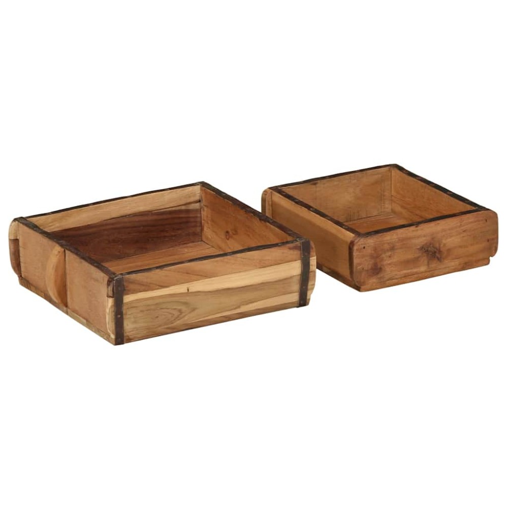 vidaXL Δίσκος 2 pcs Καφέ 29 x 31 x 10 εκ Στερεό Ανακτηθέν Ξύλο