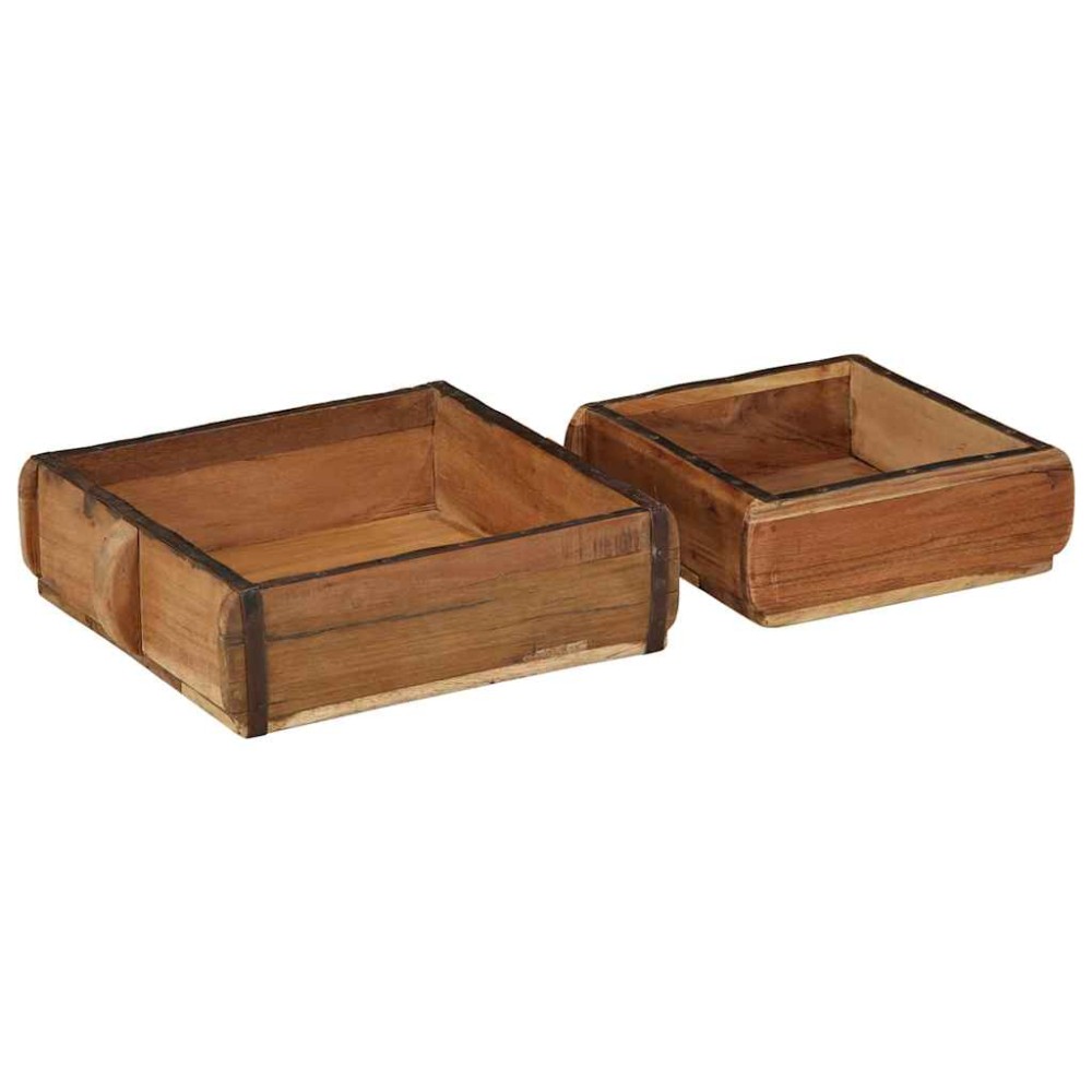 vidaXL Δίσκος 2 pcs Καφέ 29 x 31 x 10 εκ Στερεό Ανακτηθέν Ξύλο