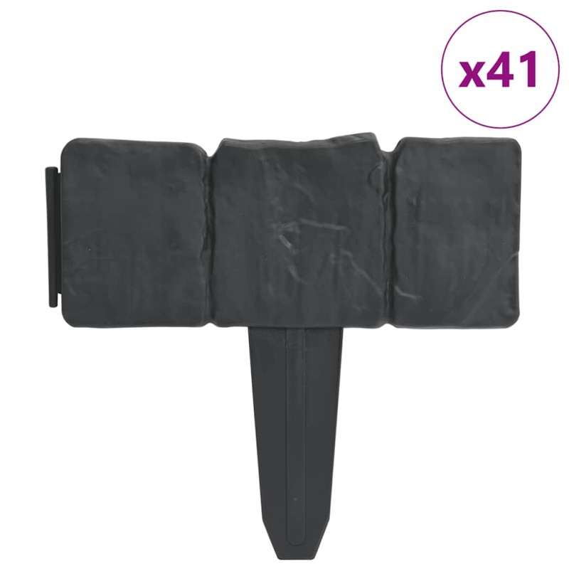 vidaXL Περίφραξη για Βραχόκηπο 41 Τεμ. Σχέδιο Πέτρας 10 μ. Πλαστική