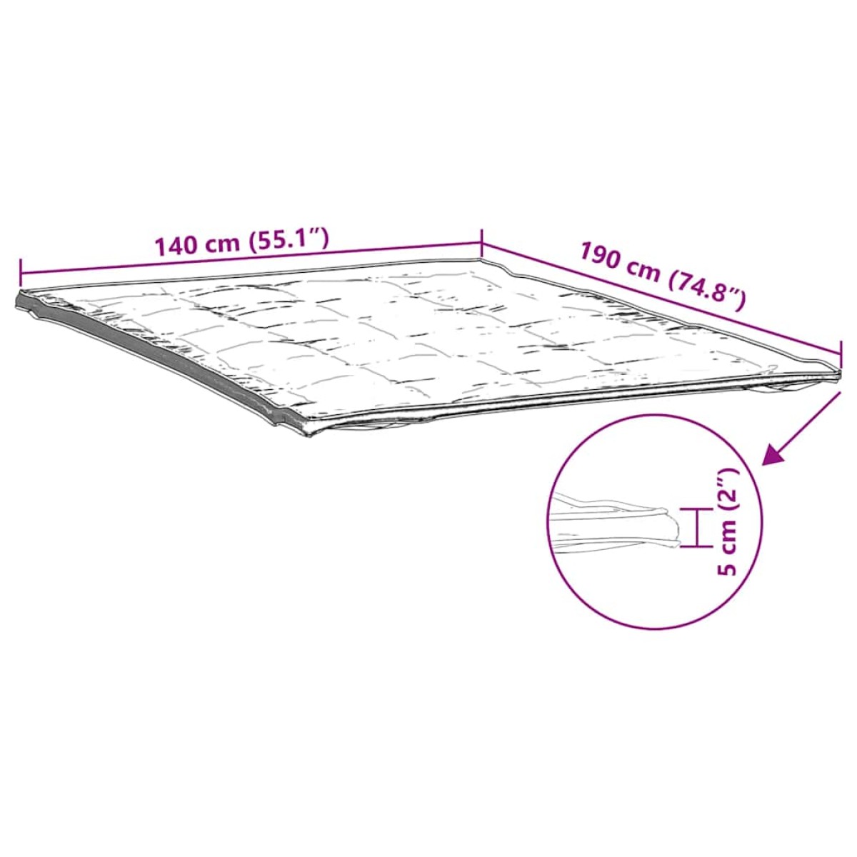 vidaXL Προστατευτικό στρώματος Λευκό 140x190 εκ.