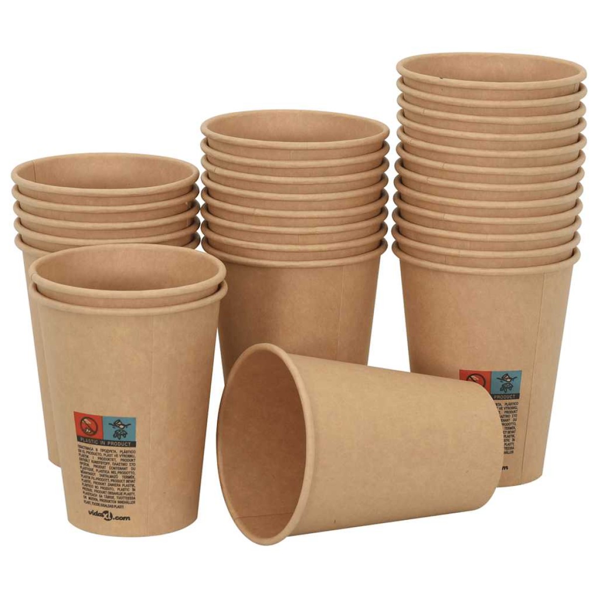 vidaXL Χάρτινα κύπελλα καφέ 1000 τεμάχια 12oz 300ml καφέ