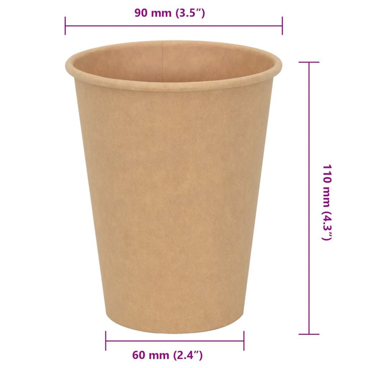 vidaXL Χάρτινα κύπελλα καφέ 1000 τεμάχια 12oz 300ml καφέ