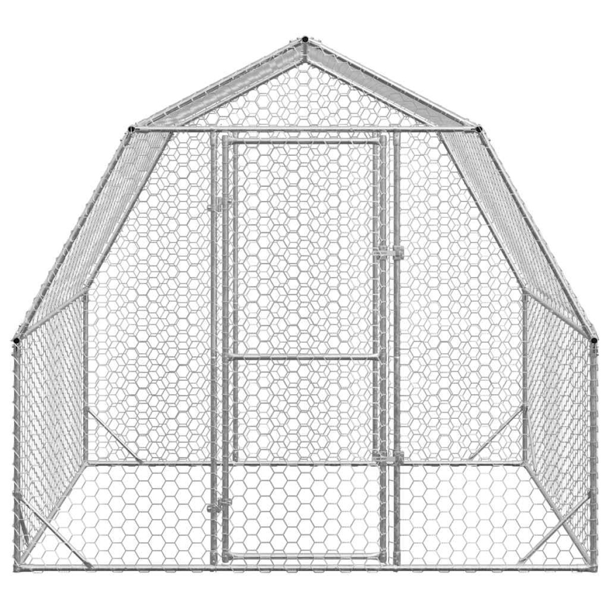 vidaXL Chicken Run 2,5x2x2,25 m Γαλβανισμένος χάλυβας