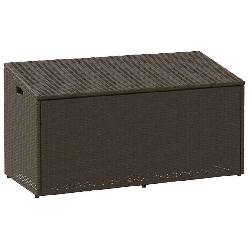 vidaXL Κήπος κουτί αποθήκευσης καφέ 110x50x58 cm Poly Rattan