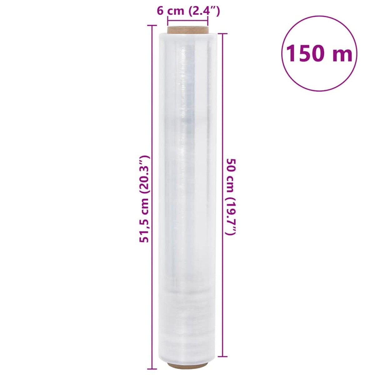 vidaXL Stretch Film 2 τεμάχια Διαφανές 20 μm 50 cm x 150 m