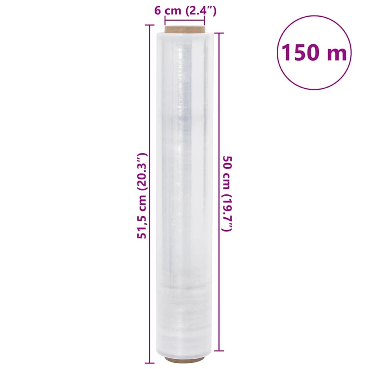 vidaXL Stretch Film 6 τεμάχια Διαφανές 30 μm 50 cm x 150 m