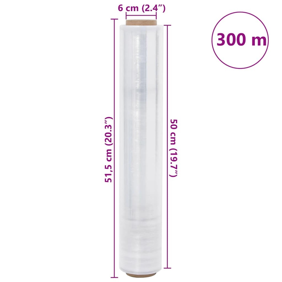 vidaXL Stretch Film 2 τεμάχια Διαφανές 20 μm 50 cm x 300 m