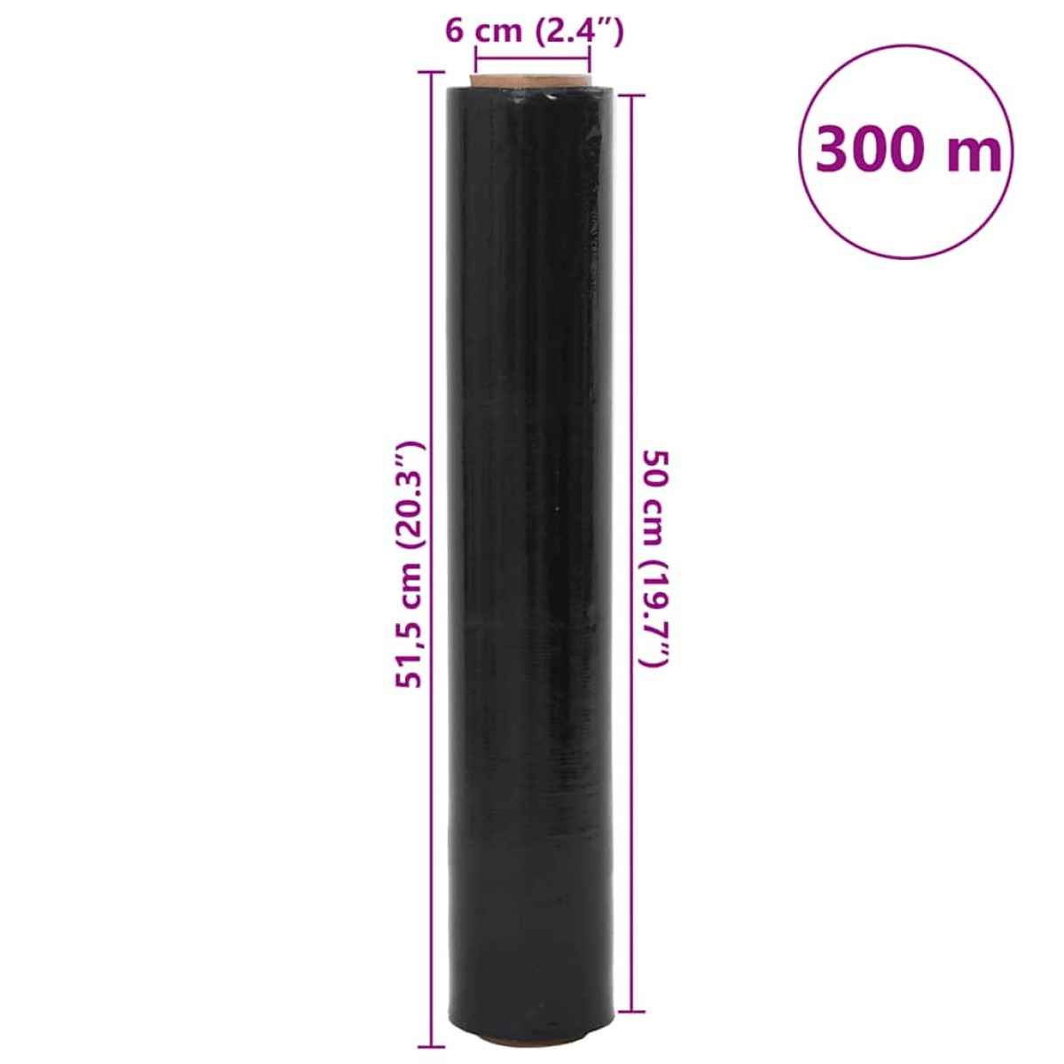 vidaXL Stretch Film 2 τεμάχια Μαύρο 23 μm 50 cm x 300 m
