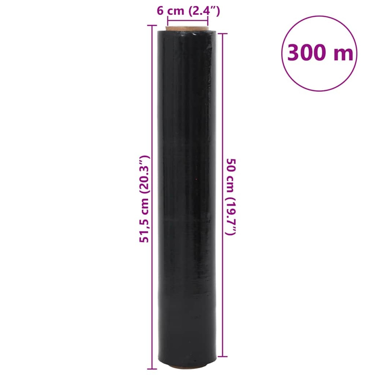 vidaXL Stretch Film 6 τεμάχια Μαύρο 17 μm 50 cm x 300 m