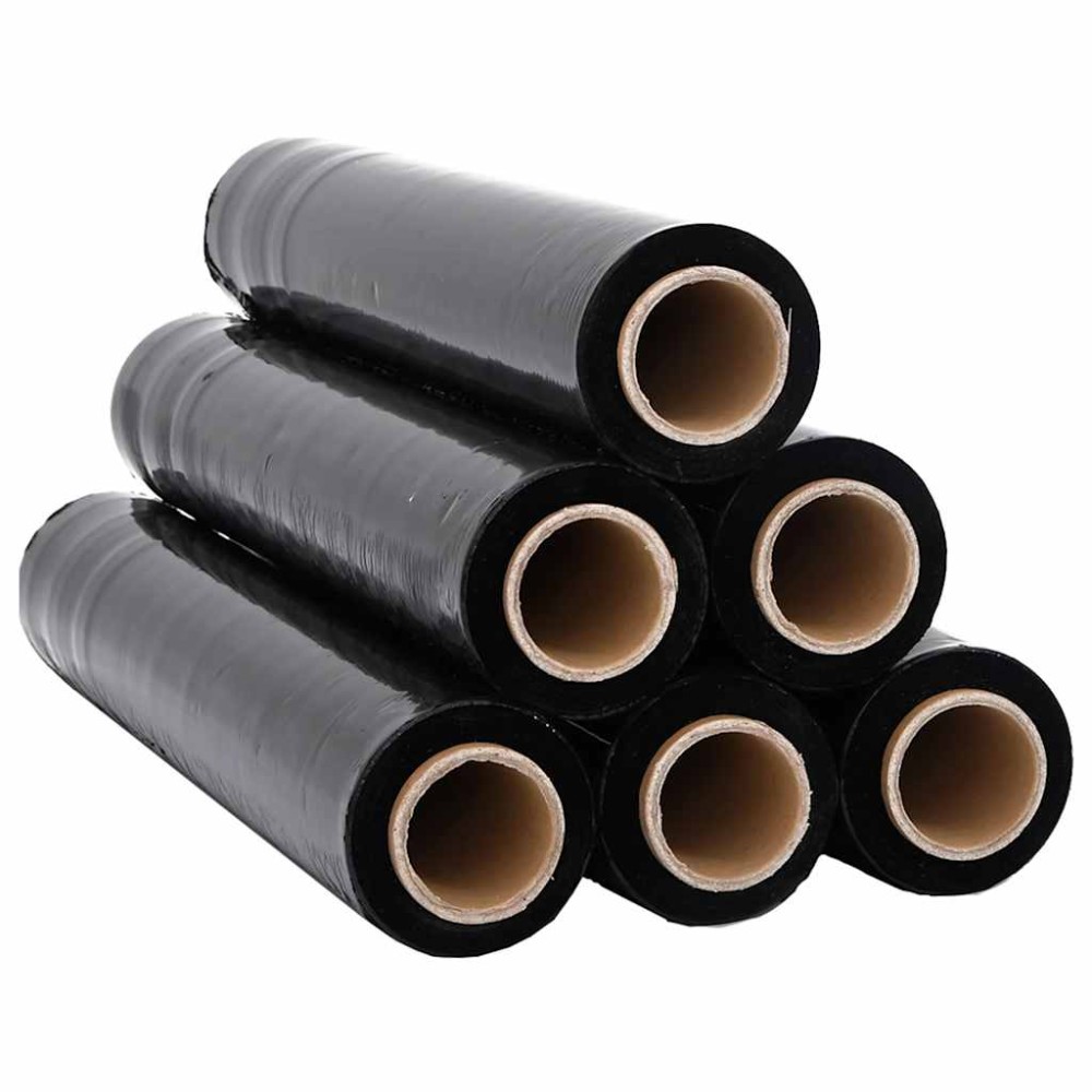 vidaXL Stretch Film 6 τεμάχια Μαύρο 20 μm 50 cm x 300 m