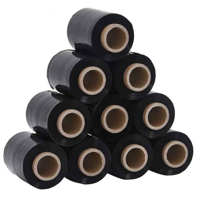 vidaXL Stretch Films 10 τεμάχια Μαύρο 23 μm 10 cm x 300 m
