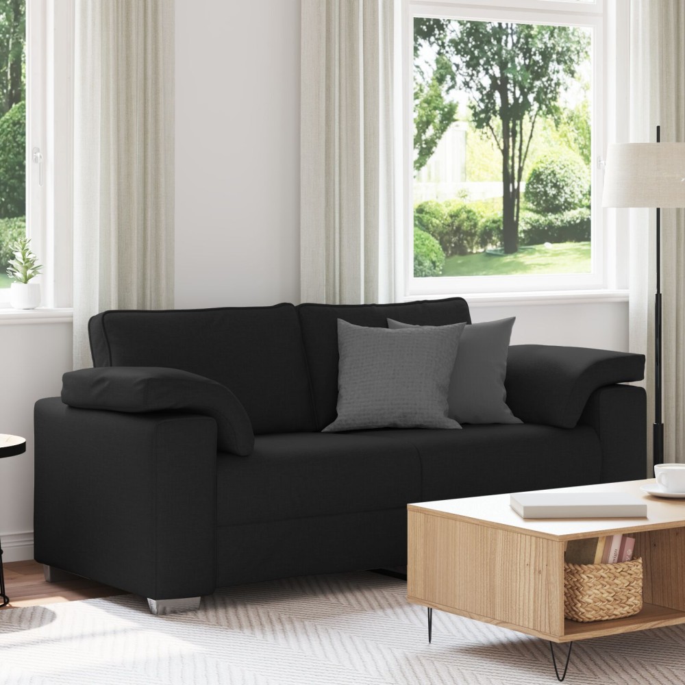 vidaXL Μαύρος Καναπές Loveseat 140 εκ Υφασμάτινος