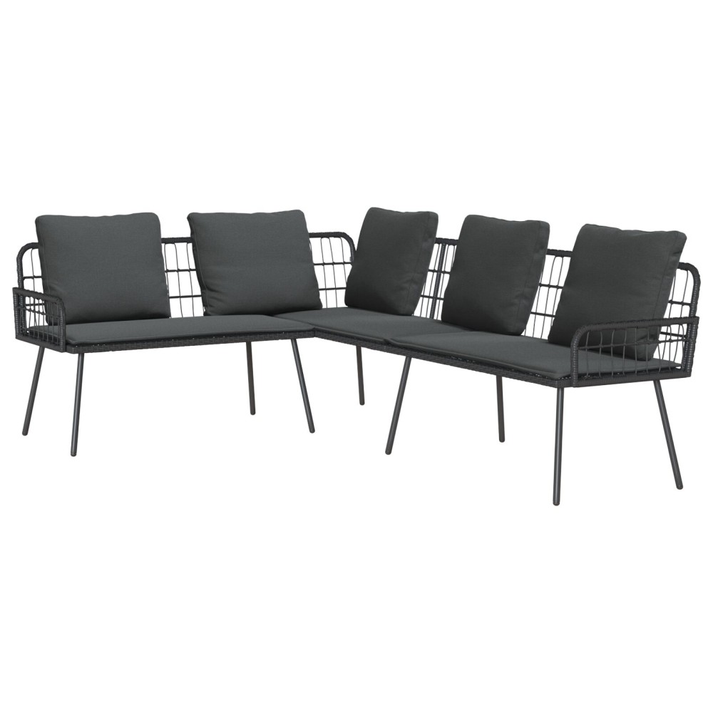 vidaXL Γωνιακός Καναπές Μαύρος 231x173x78 εκ. Πολυ Ρατάν