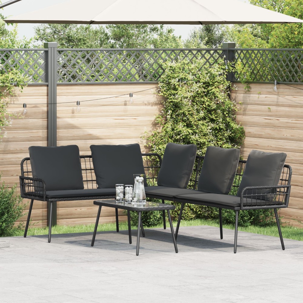 vidaXL Γωνιακός Καναπές Μαύρος 231x173x78 εκ. Πολυ Ρατάν