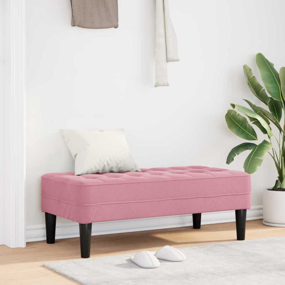 vidaXL παγκάκι Ροζ 113 x 57 x 39 εκ. Βελούδο