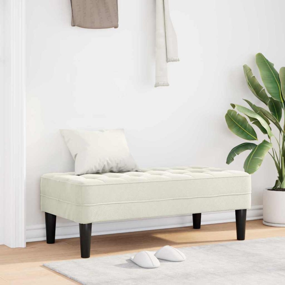 vidaXL παγκάκι Κρεμ 113 x 57 x 39 εκ. Βελούδο