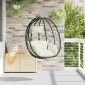vidaXL Κρεμαστή καρέκλα αυγό Κρεμ λευκό 91.5 x 60 x 110 εκ.