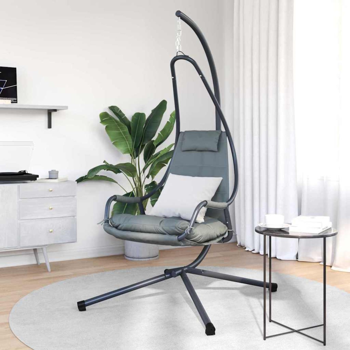 vidaXL Κρεμαστή καρέκλα αυγό Ανθρακί 94 x 107 x 196.5 εκ. Ατσάλι