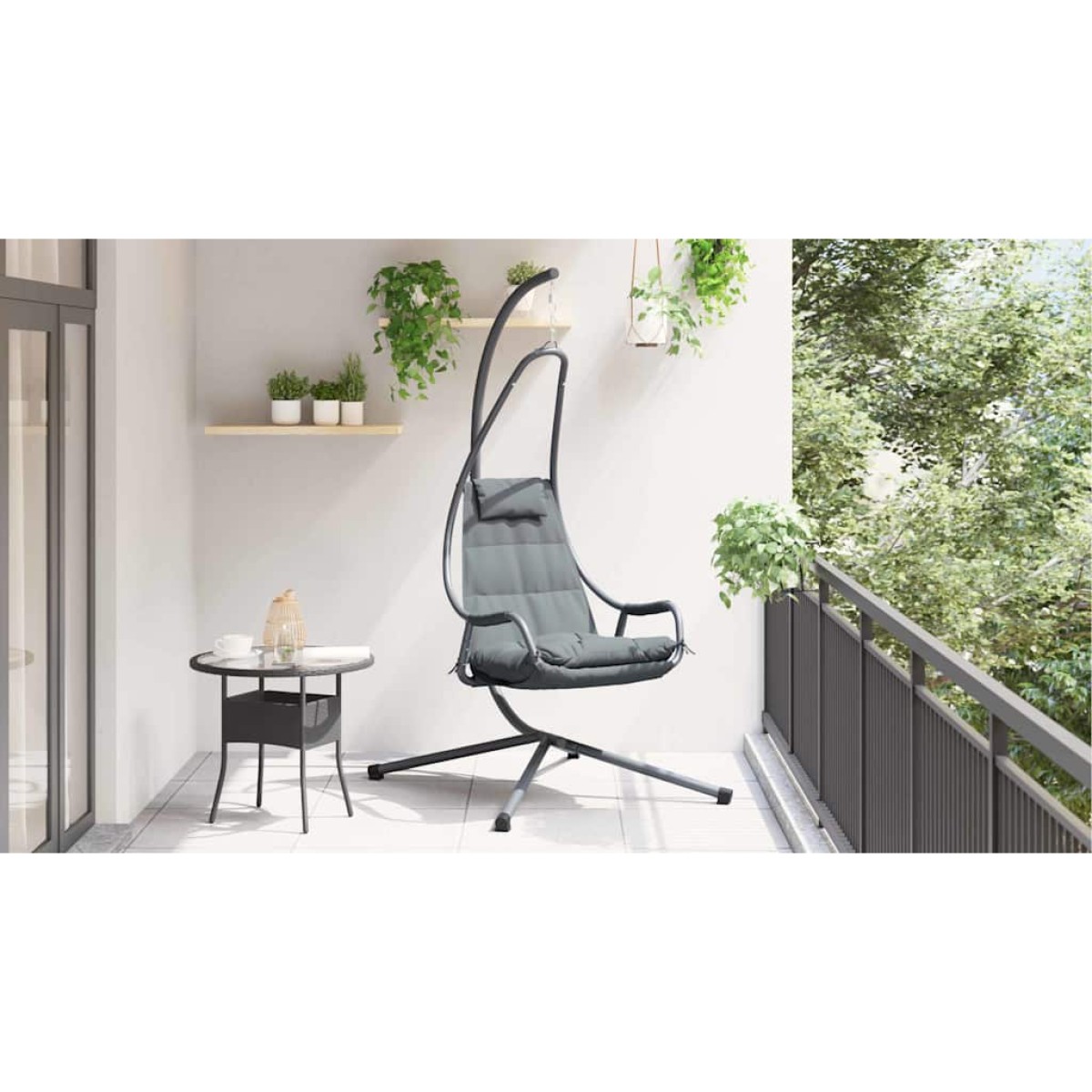 vidaXL Κρεμαστή καρέκλα αυγό Ανθρακί 94 x 107 x 196.5 εκ. Ατσάλι