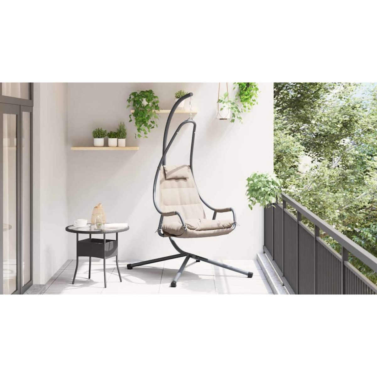 vidaXL Κρεμαστή καρέκλα αυγό Taupe 94 x 107 x 196.5 εκ. Ατσάλι
