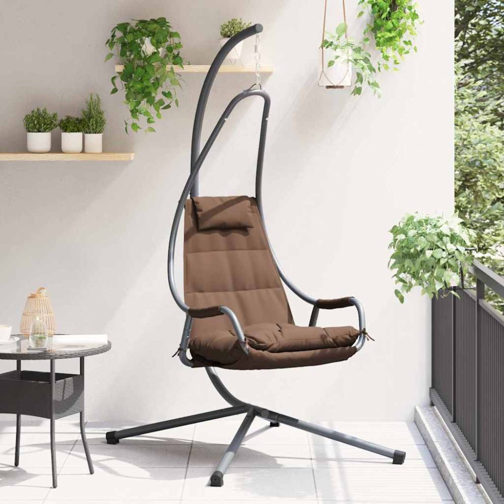 vidaXL Κρεμαστή καρέκλα αυγό Καφέ 94 x 107 x 196.5 εκ. Ατσάλι