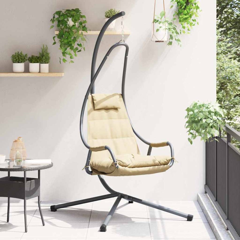 vidaXL Κρεμαστή καρέκλα αυγό Μπεζ 94 x 107 x 196.5 εκ. Ατσάλι