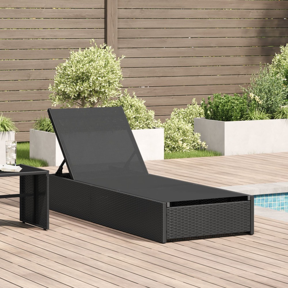 vidaXL Ξαπλώστρα Μαύρη 60x200x27 εκ Ρατάν