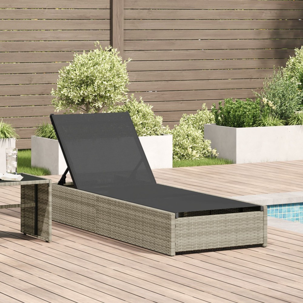vidaXL Ξαπλώστρα Μπεζ 60x200x27 εκ. Πολυ Ρατάν
