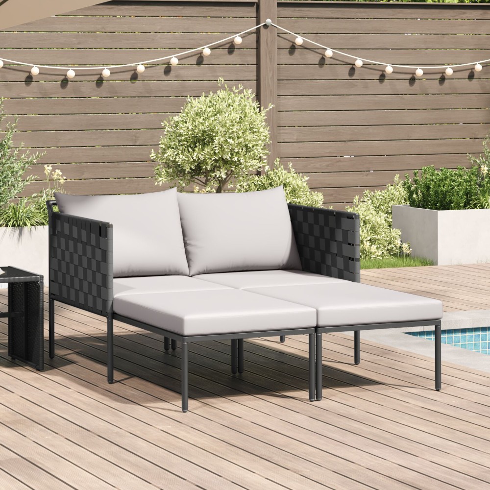 vidaXL Ξαπλώστρα με Μαξιλάρια 2 Ατόμων Ανθρακί 115x153x69,5 εκ Μεταλλικό