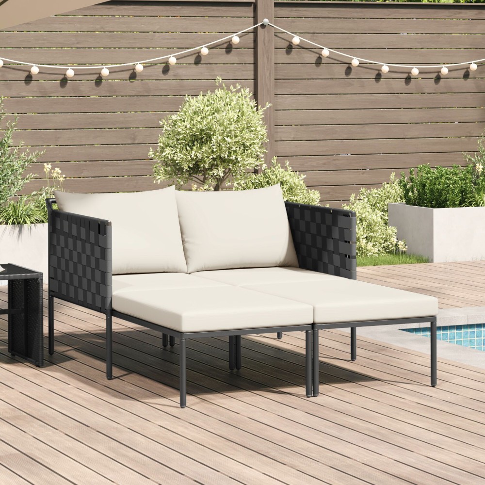 vidaXL Ξαπλώστρα με Μαξιλάρια 2 Ατόμων Ανθρακί 115x153x69,5 εκ. Ατσάλι