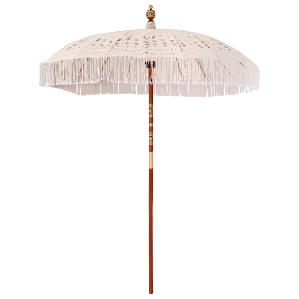 vidaXL Ομπρέλα ηλίου Κρεμ (185-195) x 250 εκ Βαμβάκι και συμπαγές ξύλο