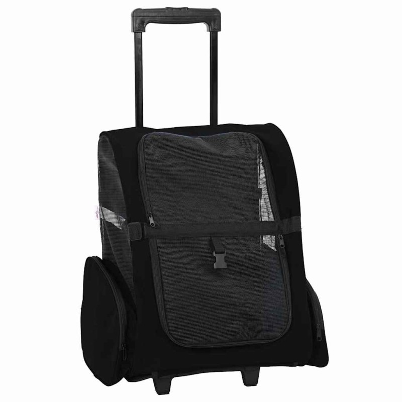 vidaXL Καρότσι Κατοικίδιων 3 σε 1 Μαύρο Ύφασμα Oxford 48x32x(57-106) εκ.