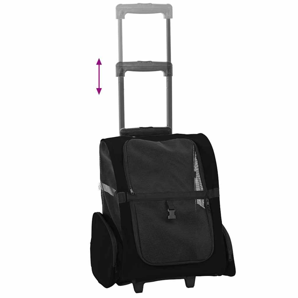 vidaXL Καρότσι Κατοικίδιων 3 σε 1 Μαύρο Ύφασμα Oxford 48x32x(57-106) εκ.