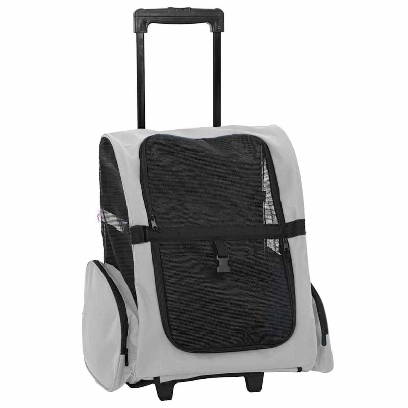 vidaXL Καρότσι Κατοικίδιων 3 σε 1 Γκρι 48x32x(57-106) εκ. από Ύφασμα Oxford