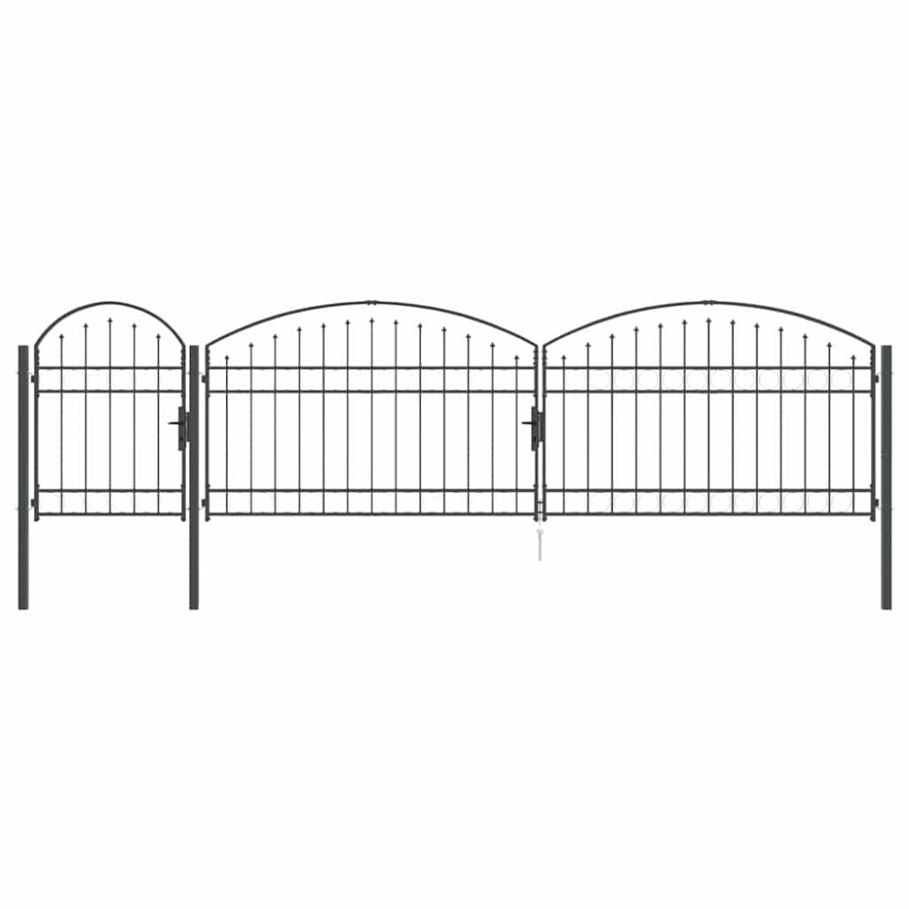 vidaXL Πύλη Κήπου με Καμπύλη Κορυφή Γκρι 500 x 75 cm Ατσάλι