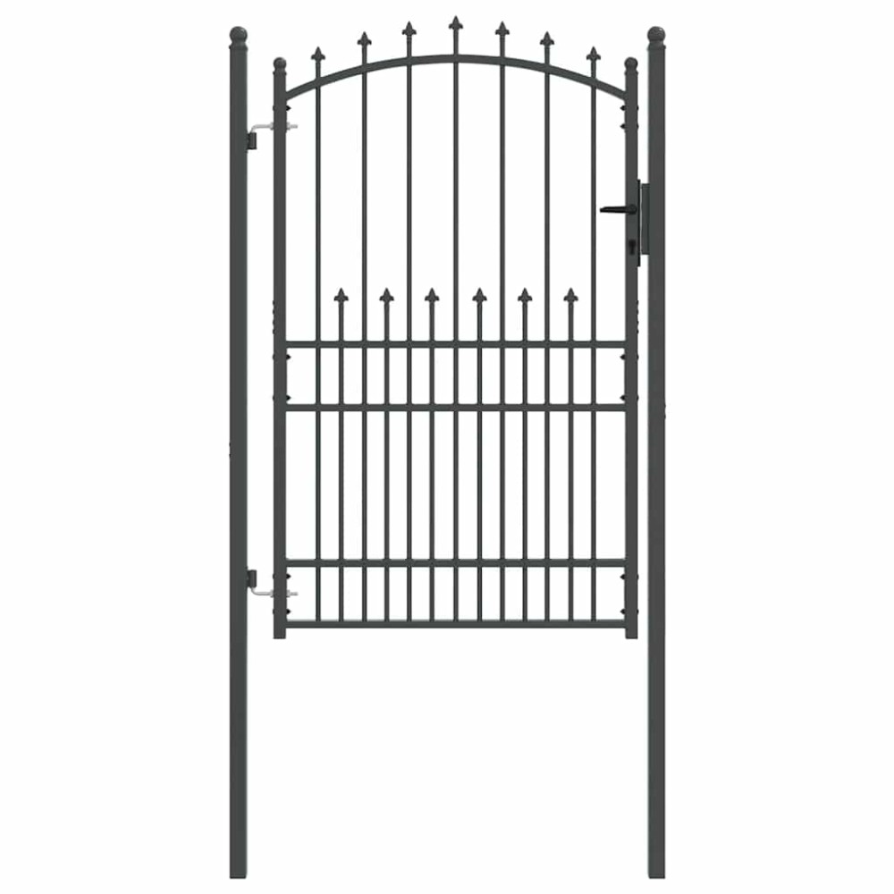 vidaXL Πύλη Φράχτη με Ακίδες με κλειδαριά Γκρι 200 x 100 cm