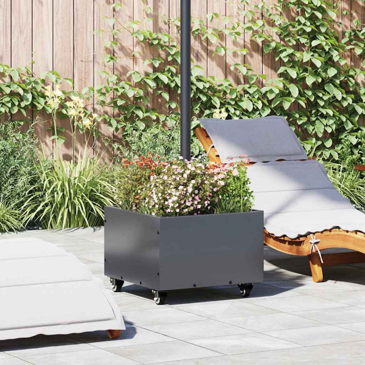 vidaXL Βάση Παρασόλ με Γλάστρα Ανθρακί 45 x 45 x 45 cm Ατσάλι
