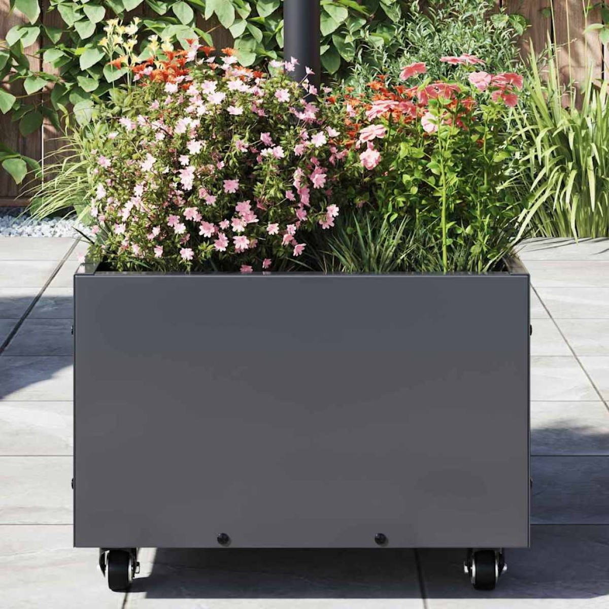 vidaXL Βάση Παρασόλ με Γλάστρα Ανθρακί 45 x 45 x 45 cm Ατσάλι